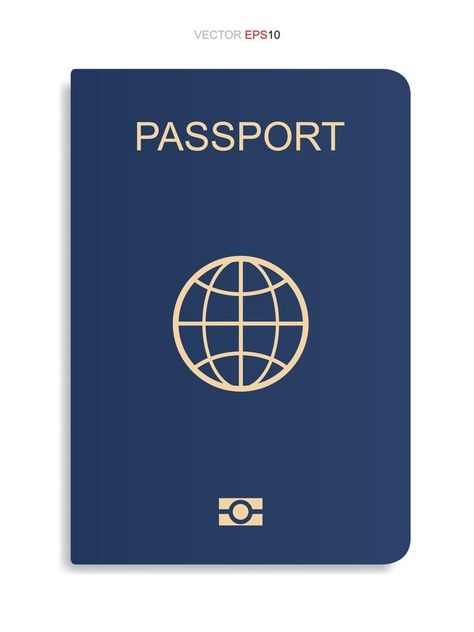 Blue passport isolated on white background. Vector. Blue Passport, Background White, Graphic Templates, Vector Background, White Background, Vector Free, Clip Art, Blue, White