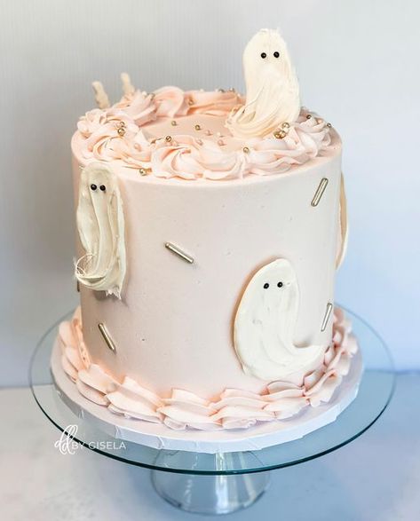 Ghost Cake Topper, Halloween Birthday Party Cake, Skeleton Cake Birthday, Halloween Birthday Cakes For Women, Pink Ghost Cake, Ghost Birthday Cake, Skeleton Cake, Spooky One Cake, Halloween Smash Cake