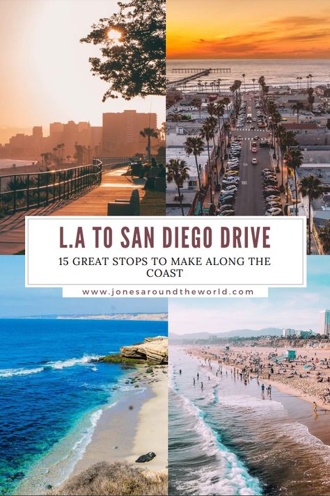 Planning a trip to California soon and interested in driving from Los Angeles to San Diego? Well, that is an absolute excellent decision, because this route is filled with dozens of beautiful beaches, charming coastal towns, and lots of incredible things to do! I’ve put together this LA to San Diego drive/road trip itinerary, and it’ll go over what I think are all the best places to stop along the way!  #LA #SanDiego #Drive #Road Trip La To San Diego Road Trip, San Diego To Los Angeles Road Trips, What To Do In San Diego California, San Diego Must Do, San Diego Pacific Beach, Sandiego Beaches, Los Angeles Road Trip, Pacific Beach San Diego, Trip To La