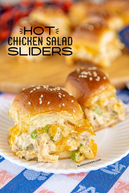 Hot Chicken Salad Sliders – Football Friday Slow Cooker Recipes Shrimp, Slow Cooker Recipes Cheap, Slow Cooker Recipes Turkey, Baked Chicken Salad, Chicken Salad Sliders, Slow Cooker Sausage Recipes, Slow Cooker Recipes Family, Slow Cooker Mexican Recipes, Plain Chicken Recipes