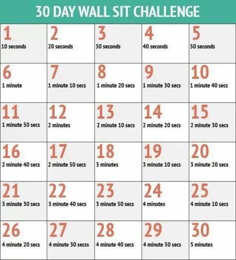 Wall squat  challenge Wall Sit Challenge, 30 Day Push Up, Crunches Challenge, Crunch Challenge, Burpee Challenge, 30 Day Squat, Wall Sit, Month Workout Challenge, 30 Day Squat Challenge