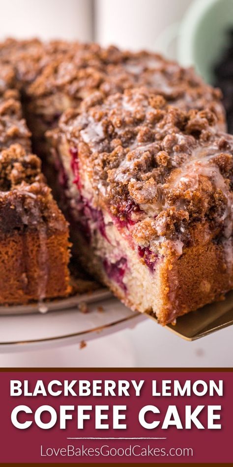 Blackberry Lemon Coffee Cake recipe Blackberry Lemon Bundt Cake, Blackberry Bundt Cake Recipe, Blackberry Coffee Cake Recipes, Blackberry Breakfast Cake, Bird Dessert, Cream Cheese Crumb Cake, Blackberry Recipes Easy, Blackberry Coffee Cake, Lemon Blackberry Cake