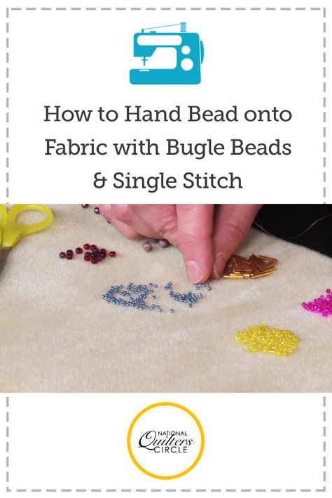 Hand Beading on Fabric with Bugle Beads and Single Stitch Sewing Beads On Fabric, Beaded Embroidery On Fabric, Beaded Quilts, Beads On Fabric, Beading On Fabric, Patches On Jeans, Sewing Beads, Contemporary Art Quilt, Sew By Hand