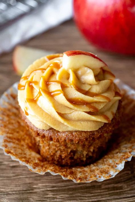 Apple Cider Cupcakes, Vegan Apple Cider, Caramel Apple Cupcakes, Salted Caramel Frosting, Apple Cinnamon Bread, Apple Cupcakes, Apple Galette, Caramel Cream, Sally's Baking