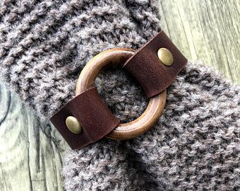 Adorn yourself with the original shawl and by KnoxMountainKnitCo Leather Shawl Cuffs, Leather Scarf Cuff, Cuffs Diy, Scarf Cuff, Leather Scarf, Scarf Holder, Slim Ring, Raw Leather, Upcycled Leather