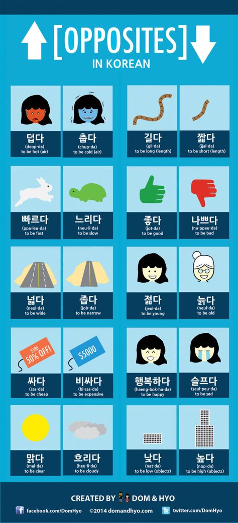 Words In Different Languages, Learn Basic Korean, Learn Hangul, Learn Korea, Korea Language, Opposite Words, Korean Words Learning, Korean Phrases, Study Korean