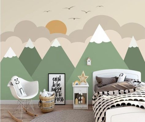 Green Mountain Nursery Wall Mural Sun and Birds Wallpaper Peel and Stick Easy Removable Self Adhesive Kids Wallpaper Child Room Wallpaper Silhouettes of mountains with trees. Abstraction of textured plaster with gold elements. Mural, mural, Wallpapers for interior printing We scale the pattern you like according to your wall. - Our wallpaper types we use; - After application, it can be easily wiped with a damp and clean cloth. - Our paper does not contain any harmful substances. - It has non-fla Green Mountain Nursery, Nursery Mountain Mural, Mountain Nursery Wall, Textured Plaster, Mountain Nursery, Birds Wallpaper, Nursery Wall Murals, Church Nursery, Child Room