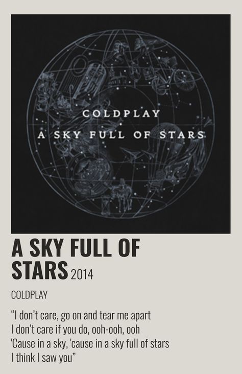 Sky Full Of Stars Aesthetic Coldplay, Coldplay Album Poster, Cold Play Poster, Coldplay Poster Aesthetic, Coldplay Poster Album Covers, Album Covers Polaroid, Music Cover Ideas, Coldplay Sky Full Of Stars, Coldplay Album Cover