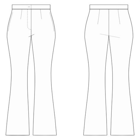 High Waist Flared Pants - Sewing Pattern #S2007. Made-to-measure sewing pattern from Lekala with free online download. Sewing Patterns 2023, Flare Pants Pattern, Pants Pattern Free, Clothing Templates, Apparel Design Inspiration, Pants Sewing, Flare Legging, Pants Sewing Pattern, Flat Sketches