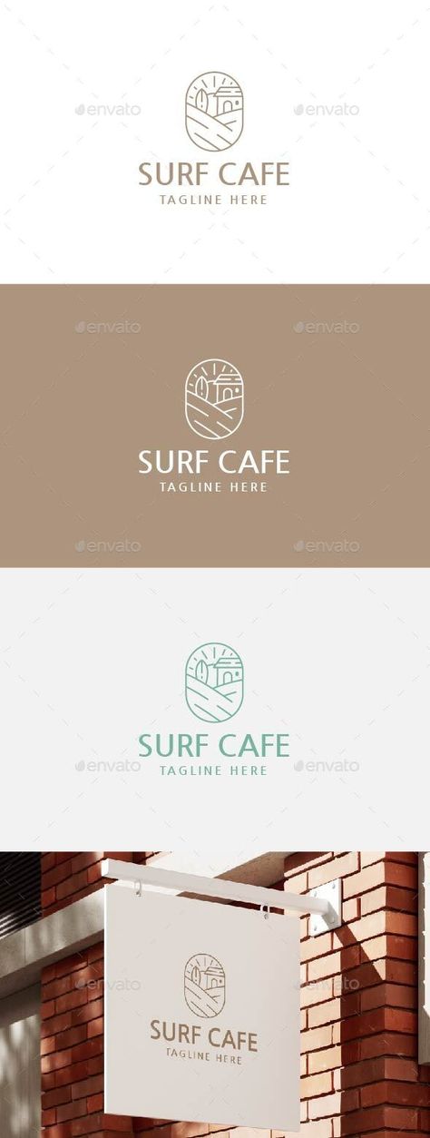 Surf Cafe Line Logo - Restaurant Logo Templates Beach Restaurant Logo Design, Beach Cafe Logo Design, Surf Logo Design Ideas, Sea Restaurant Logo, Vintage Surf Logo Design, Surf Cafe, Line Logo, Logo Presentation, Photoshop Text