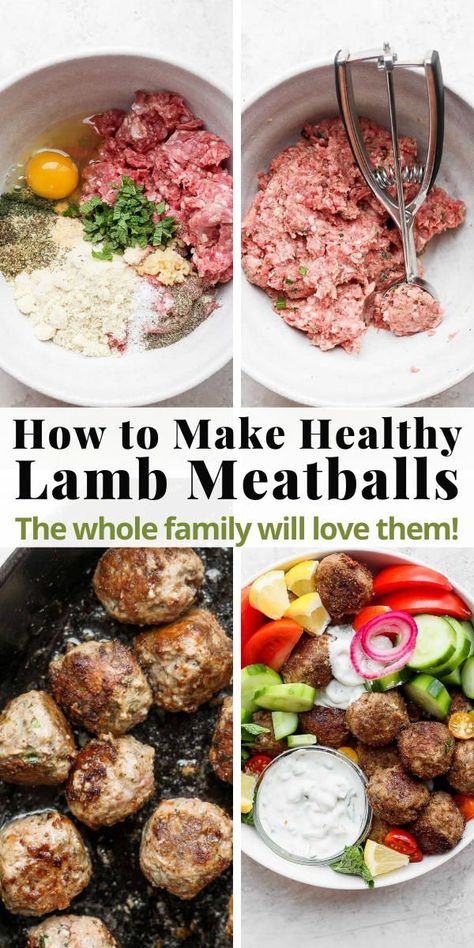 Paleo Ground Lamb Recipes, Lamb Meatballs And Rice, Keto Lamb Meatballs, Lamb Beef Meatballs, Lamb And Pork Meatballs, Mediterranean Lamb Meatballs, Meals With Ground Lamb, Ground Lamb Meatballs Recipes, Ground Lamb Bowl