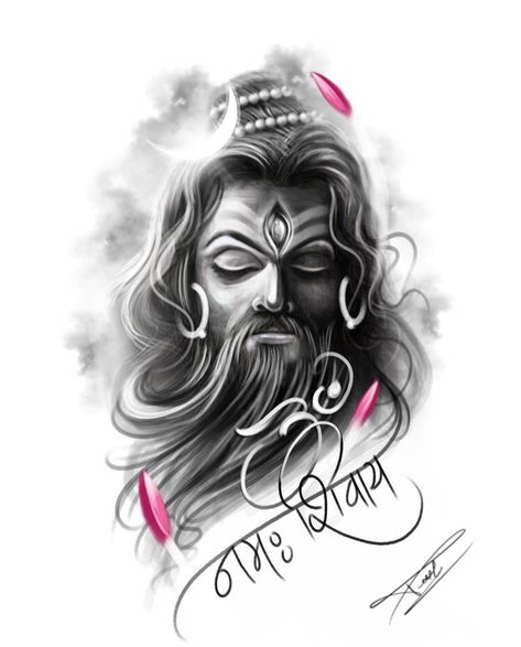 shiva tattoo desing by parth vasani Brahma Tattoo, Shiva Face Tattoo, Eclipse Tattoo, Kali Tattoo, Butterfly Tattoos Images, Hanuman Tattoo, Mahadev Tattoo, Chicano Tattoos Sleeve, Chakra Tattoo