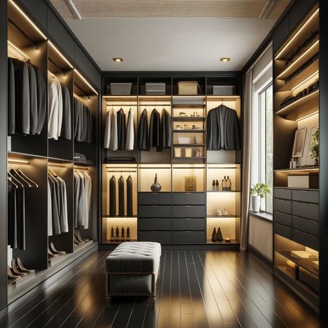 Closet Designs Luxury, Walkin Wardrobe Designs, California Closets Walk In, Luxurious Walk In Closet, Modern Closet Designs, Spacious Bedroom, Contemporary Closet, Large Wardrobe, Wardrobe Systems