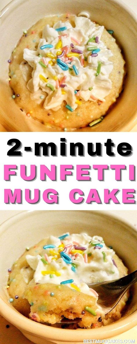 Funfetti Mug Cake for When You Need Cake STAT - Best Mug Cakes Cake Recipes Microwave, Cookie Dough Mug Cake, Funfetti Cake From Scratch, Single Serving Brownie, Single Serving Cookie, Confetti Mug Cake, Single Serving Cookie Dough, Microwave Banana Bread, Banana Bread Mug Cake