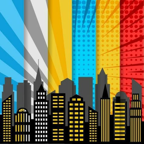 Superhero Pop Art, Superhero Background, Superhero City, Comic Book Background, Superhero Clipart, Super Hero Comic, Background City, Hero Comic, Book Clip Art