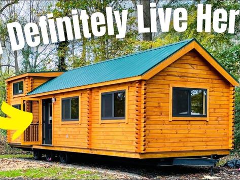 Cabin Style Mobile Home, Log Cabin Mobile Homes, Whimsigothic Home, Small Cabins On A Budget Beds & Bed Frames, Wallpaper Farmhouse, Timbercraft Tiny Homes Denali Xl, Aesthetic Farmhouse, Log Cabin Tiny House On Wheels, Shed Guest House