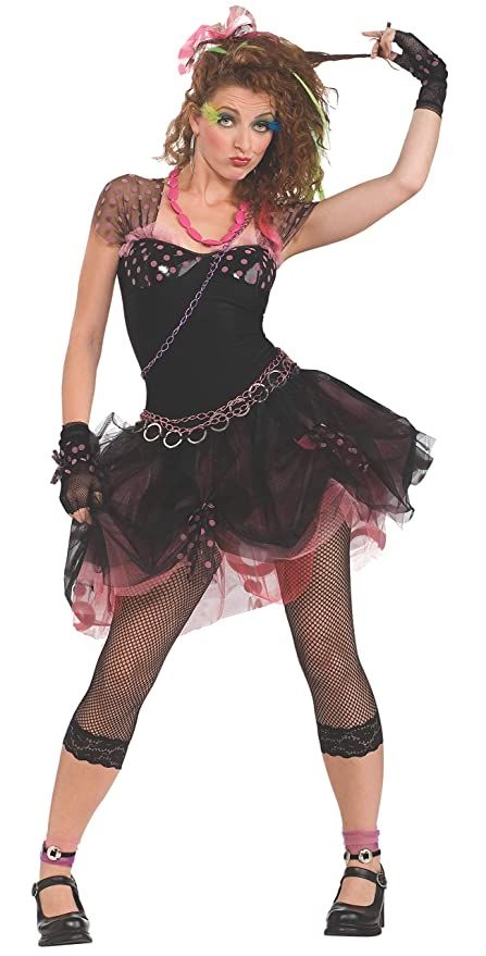 80s Costumes, 80s Clothing Ideas- Girls Rockstar Costume, Rock Costume, 80s Fancy Dress, Look 80s, 80s Party Outfits, Ladies Fancy Dress, 80s Costume, Black And Pink Dress, Fancy Dress Up