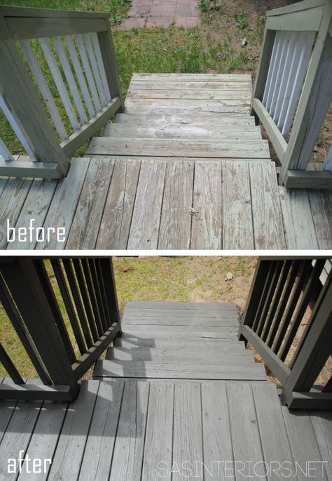 Painted Wood Deck, Landscaping Around Deck, Outdoor Deck Decorating, Deck Stain Colors, Burger Design, Deck Stain, Deck Makeover, Deck Colors, Deck Paint