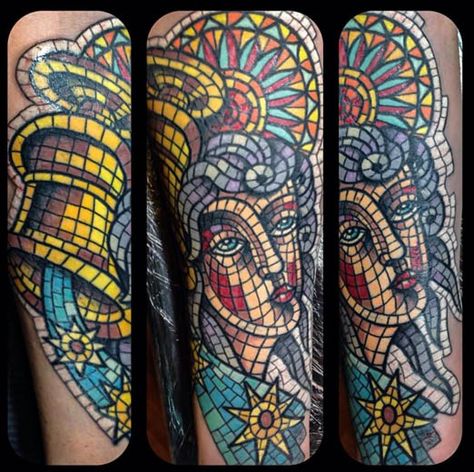 Simply gorgeous. Tattoo by Diego Brandi. #inked #mosaic #pattern #beautiful #tattoo #ink #design Mosaic Tattoo, Tatoo Styles, Cool Half Sleeve Tattoos, Tattoos For Women Half Sleeve, Amazing Tattoos, Intricate Tattoo, Arm Sleeve Tattoos, Inked Magazine, Sleeve Tattoos For Women