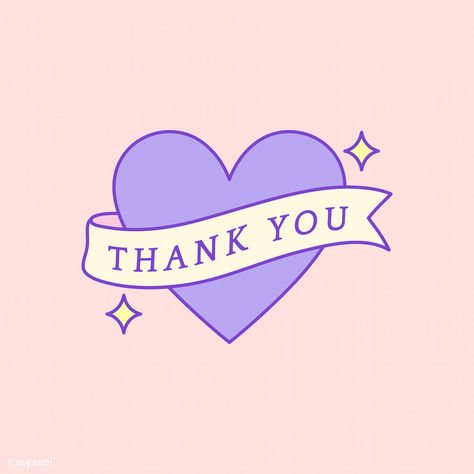 Cute and girly Thank You badge vector | free image by rawpixel.com Thank You Illustration Graphics, Cute Thank You, Thank You Graphic Design, Thank You Images Aesthetic, Thank You Illustration, Thank You Cute, Thank You Wallpaper, Best Logo Maker, Thank You Images