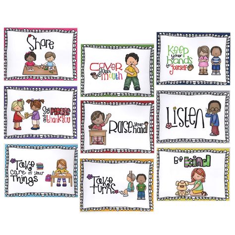 Classroom Rules Visuals, Pre K Classroom Rules, Good Manners Chart For Classroom, Classroom Rules Preschool, School Chart Ideas, Rules Preschool, Simple Classroom Rules, Preschool Class Rules, Kindergarten Classroom Rules