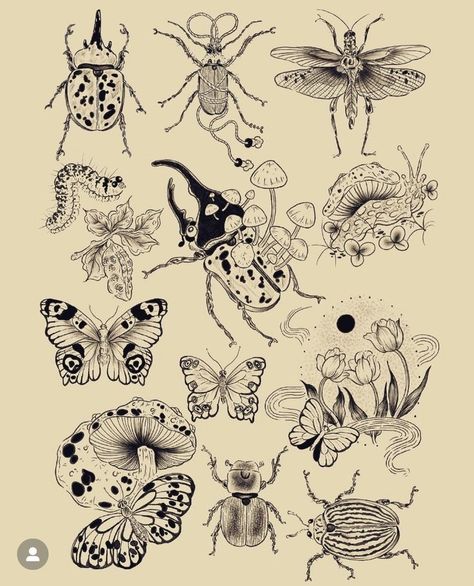 September Books, Whimsical Tattoos, Insect Tattoo, Bug Tattoo, Bug Art, Tattoo Portfolio, First Come First Serve, Tattoo Flash Art, Dope Tattoos