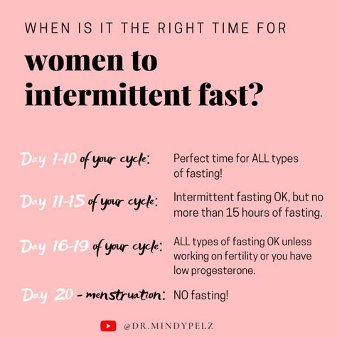 When it comes to fasting for women, TIMING MATTERS. If you're a woman with a cycle, syncing your fasting style to the days of your cycle is key to optimizing results. When you fast during the wrong times of your cycle you might be unintentionally tanking your hormones, energy and fasting efforts, resulting in missed or irregular periods, weight loss resistance, hormonal rollercoasters and more. Fasting For Health For Women, Intermittent Fasting Cycle Syncing, Dr Mindy Pelz Intermittent Fasting, Dr Mindy Pelz Fasting Cycle, Fast Like A Girl Cycle, Mindy Pelz Fasting Cycle, Dr Mindy Pelz Recipes, Fast Like A Girl Dr Mindy, Biohacking For Women