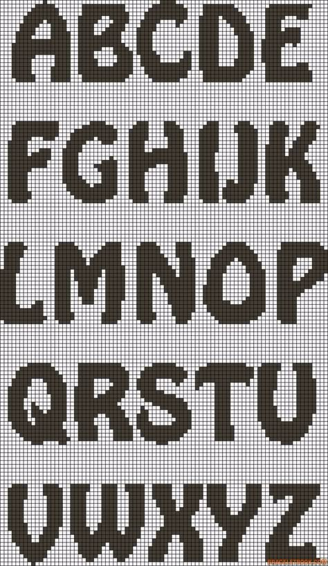 Crochet Alphabet, Crochet Letters, Cross Stitch Fonts, Cross Stitch Letters, Embroidery Alphabet, Pola Kristik, Cross Stitch Alphabet, Pixel Pattern, Crochet Tapestry