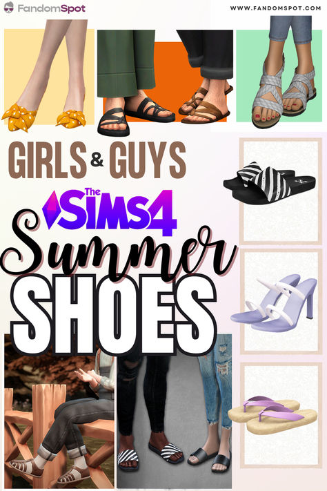 From flip-flops to high heels and everything inbetween, this list has everything you need for a beautiful summer outing. Peep the CC list to snag some summer-themed shoes for both male and female sims Sims 4 Cc Flip Flops, Business Casual Sandals, Beach Drinking, Female Sims, Chunky Flats, Cc Shoes, Open Toed Shoes, Sims 4 Cc Shoes, Eating Ice