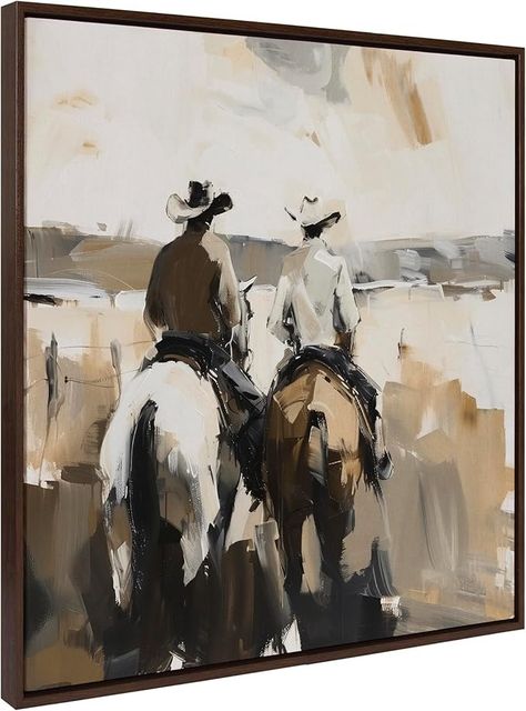 Amazon.com: Kate and Laurel Sylvie Western Cowboy Horseback Ranch Abstract Neutral 1 Framed Canvas Wall Art by The Creative Bunch Studio, 30x30 Brown, Modern Abstract Cowboy Art for Wall: Posters & Prints Cowboy Wall Art, Neutral Artwork, Modern Artwork Abstract, Western Artwork, Cowboy Art, Eclectic Art, Wall Posters, Western Art, Framed Canvas Wall Art