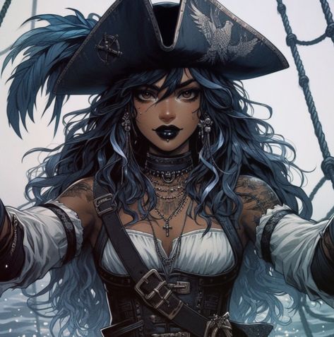 Pirate Oc Girl, Dnd Pirate Female, Female Pirate Character Design, Siren Character Design, Pirate Female, Dnd Pirate, Girl Pirate, Pirate Books, Girl Pirates