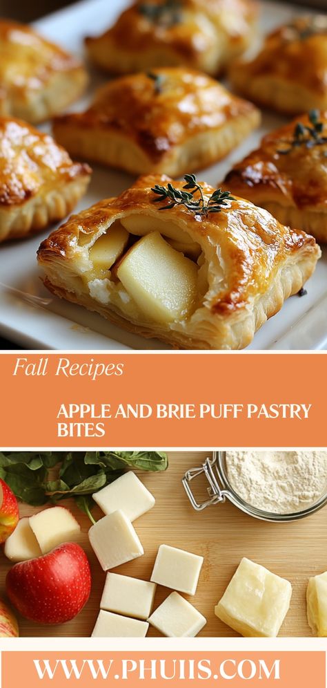 Apple and Brie Puff Pastry Bites are a delightful combination of sweet and savory flavors, encased in a flaky, golden pastry. Apple And Brie Puff Pastry Bites, Apple Brie Puff Pastry, Brie Bites Puff Pastry, Tea Savories, Apple And Brie, Puff Pastry Bites, Brie Cheese Recipes, Pastry Bites, Brie Puff Pastry