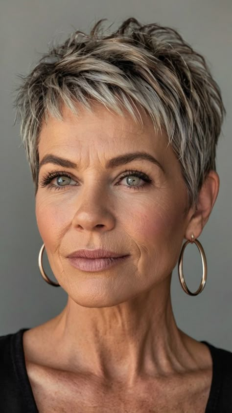 Stylish Short Hairstyles for Women Over 50 Short Textured Haircuts For Women, Short Choppy Hair Edgy Messy Pixie, Short Hair For Women Over 50, Short Edgy Pixie Haircut, Grey Short Hair, Short Choppy Layered Hair, Short Spiky Haircuts, Shaved Hair Cuts, Short Spiked Hair