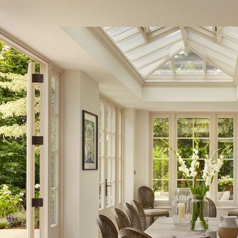 WESTBURY GARDEN ROOMS on Instagram: "If you're preparing for a long bank holiday weekend with the family, you might be thinking "I just wish I had more space!"⁠ The reality is that many of our homes aren't designed to accommodate our growing families, and our main living spaces are treated as a list of requirements, with little consideration on how they may actually be used, and most importantly, enjoyed!⁠ ⁠ A glazed extension, such as an orangery or garden room, provides a solution. Enabling yo Conservatory On Bungalow, Open Up Kitchen, Oak Sunroom Extension, Castle Ashby Orangery, Oak Orangery Extension, Conservatory Conversion, Glazed Extension, British Conservatory, Resort House