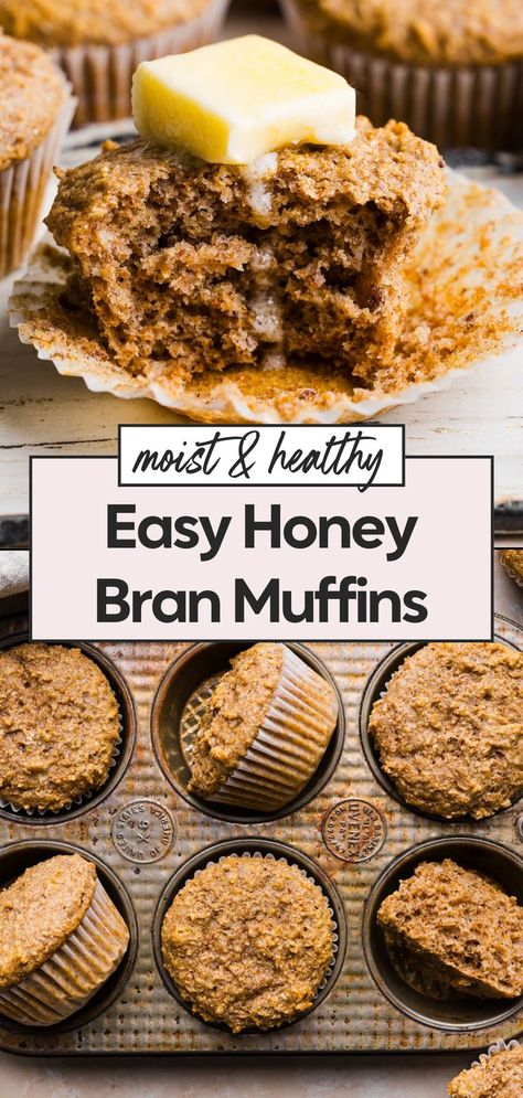 Start your day with these bran muffins, a healthy and moist option for breakfast or a quick snack. These honey bran muffins are easy to make and truly the best bran muffins. Enjoy this homemade recipe for a wholesome, delicious treat! Honey Bran Muffin Recipe, Easy Bran Muffin Recipe, Healthy Bran Muffin Recipe, Best Bran Muffins, All Bran Muffins, Honey Bran Muffins, High Fiber Muffins, Bran Muffin Recipe, Fiber Muffin