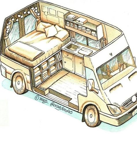 Caravan Vintage, Layout Sketch, Kombi Motorhome, Chuck Box, Conversion Van, Vintage Camper Remodel, Kombi Home, Retro Caravan, Van Camper