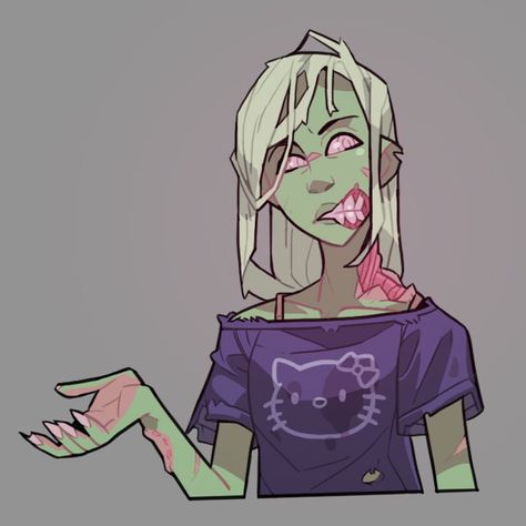 Zombie Brain Drawing, Zombies Character Design, Zombie Mouth Drawing, Zombie Base Drawing, Zombie Oc Drawing, Zombie Pose Reference Drawing, Zombie Eating Human, Zombie Art Cute, Zombie Poses Drawing