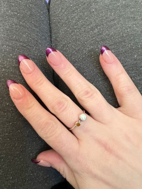 Nails, French manicure, purple, grape, French tips, nail designs, spring nails, minimalist nails, nail idea, acrylic nails, almond nails, almond shape, almond French manicure Grape Nails, Black Grapes, Purple Grapes, French Tips, Plum Purple, French Tip Nails, French Nails, Nail Tips, Call Me