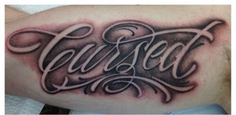 Cursed! Cursed Tattoo, Tattoo Name Fonts, Glow Tattoo, Baby Name Tattoos, Pawprint Tattoo, Tattoo Lettering Styles, Tattoos With Kids Names, Tattoo Name, Lettering Tattoo