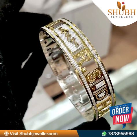 Unveil personalized elegance with our Flat Design Fancy Name Silver Kada for Men, exclusively at Shubh Jewellers. Elevate your ensemble with this bespoke piece, meticulously crafted to reflect your unique style. Shop now with Shubh Jewellers and adorn yourself with timeless sophistication! Order via WhatsApp at 7878955968 or visit our website www.shubhjeweller.com #ShubhJewellers #SilverKada #FancyName #Fashion #ShopNow Silver Kada For Men, Men Silver Chain, Bracelet For Men Silver, Jewellers Shop, Silver Kada, Silver Bracelet For Men, Silver Chain For Men, Indian Man, Perfect Gift For Him