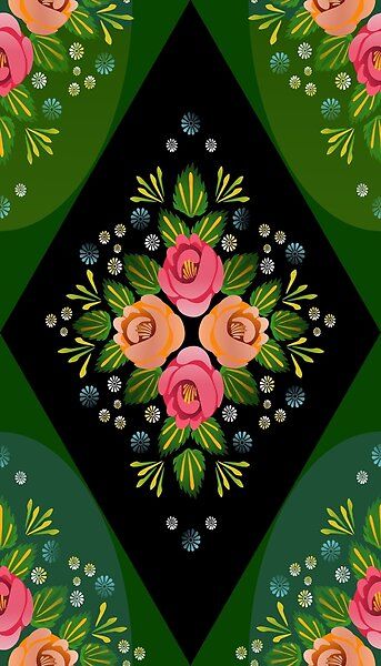 Folk flower polish folk floral art English canal boat art by Inkworthy | Redbubble Canal Boat Art, Crafts 2024, Canal Barge, Folk Floral, Polish Folk Art, Polish Folk, Boat Art, Canal Boat, Dot Journals