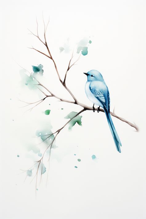 Easy Watercolor Paintings, Paintings Of Birds, Birds Watercolor, Aga Khan, Bird Watercolor Paintings, Watercolor Birds, Watercolor Tree, Watercolor Paintings Easy, Blue Birds