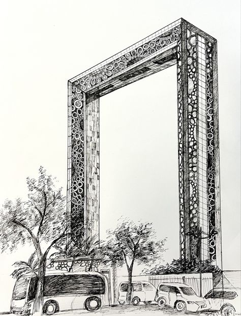 Dubai Buildings Drawing, Dubai Painting Art, Dubai Illustration Art, Dubai Sketch, Dubai Drawing, Dubai Illustration, Dubai Diaries, Dubai Frame, Printable Wall Poster