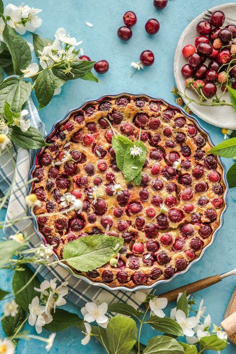 Ina Garten Cherry Clafoutis - Ina Garten Eats Black Cherry Clafoutis, Cranberry Clafoutis, Ina Garten Coconut Cake, Cherry Desert, Cherry Dessert Recipes, Cherry Clafoutis Recipe, Peach Blueberry Crumble, Anchovy Butter, Clafoutis Recipe