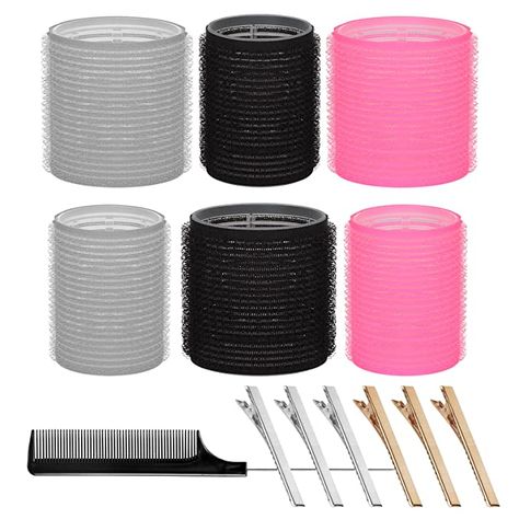 Velcro Hair Rollers Set: 13 Pcs hair rollers including 3 large rollers (64mm/2.5in), 3 medium rollers(44mm/1.75in), 6 universal hair clips and 1 rat tail comb. You can achieve beautiful curls without subjecting your hair to the damaging effects of thermal styling. Durable, Versatile, Convenient and REUSABLE! You can use a heat-free curling iron anytime, anywhere. They don't require any power outlets, so you can pack them in your bag and use them on the go and at home! Curls For Medium Hair, Clips For Long Hair, Best Hair Rollers, Velcro Hair Rollers, Curlers For Long Hair, Curled Hairstyles For Medium Hair, Diy Hair Curlers, Curler Hair, Curling Tools