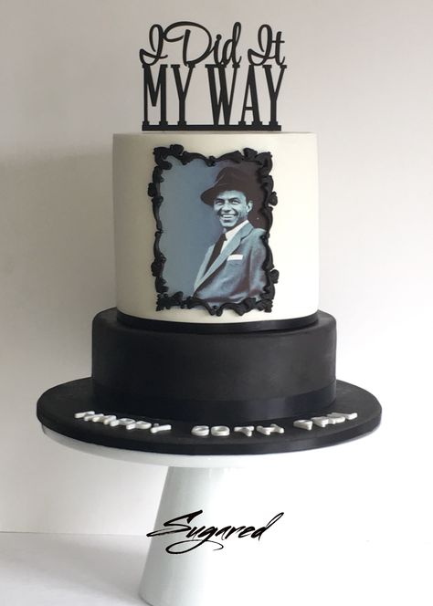 Frank Sinatra Cake Sugared Cookies and Sweets Inc Sinatra Party, Rat Pack Party, 1920s Cake, Inside Cake, Cake Liner, Nursing Cake, Cake Pricing, Cake Delivery, Cake Online