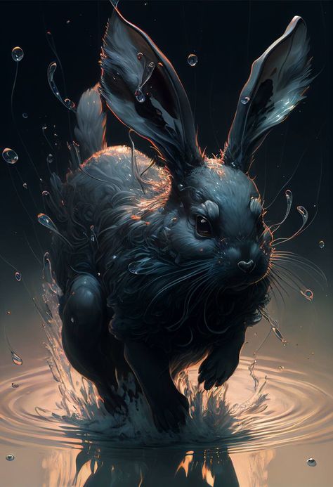 Rabbit Fantasy Art, Fantasy Fauna, Fantasy Bunny, Ink Reference, Giant Rabbit, 3d Karakter, Black Tattoo Cover Up, Myths & Monsters, Bunny Tattoos