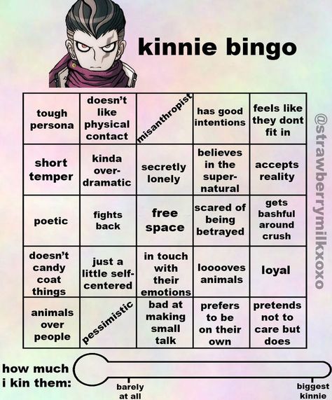 pls credit if you use thx xoxo. Requested by @TheUltimateDilf Gundham Tanaka Kinnie Bingo, Danganronpa Kinnie Bingo, Danganronpa Gundham, Kinnie Callouts, Kinnie Check, Character Bingo, Kin Bingo, Danganronpa Junko, Kinnie Bingo