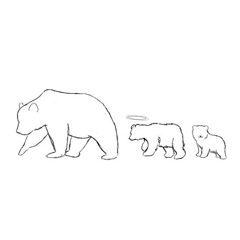 Bear Tattoos Feminine Simple, 3 Bears Tattoo Ideas, Bear Profile Tattoo, Outline Of A Bear Tattoo, Small Mama Bear Tattoo, Bear Tattoo Line Art, Polar Bear Outline Tattoo, Outline Bear Tattoo, Mama Bear And Cubs Tattoo Outline