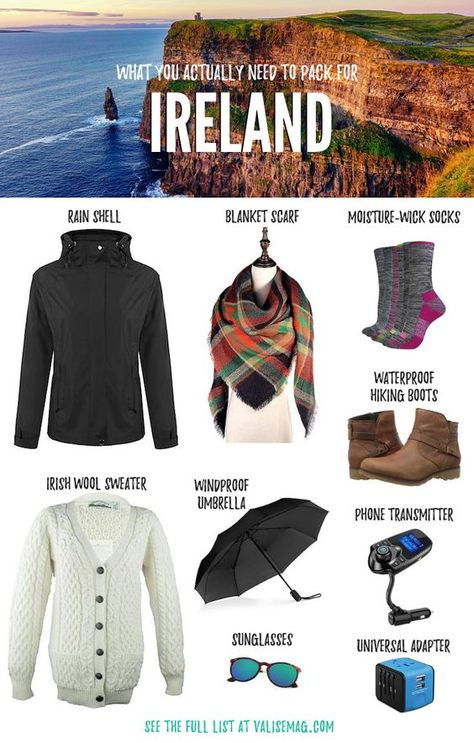 Ireland Quotes Inspiration, Ireland Carry On Packing List, Outfits For Ireland, Packing For Ireland, Pack For Ireland, Traveling To Ireland, Winter Vacation Packing List, Ireland Packing List, Vacay Dress